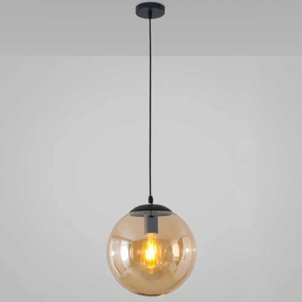 Minimalist Transparent Glass Ball Pendant Light with 39" Hanging Wire