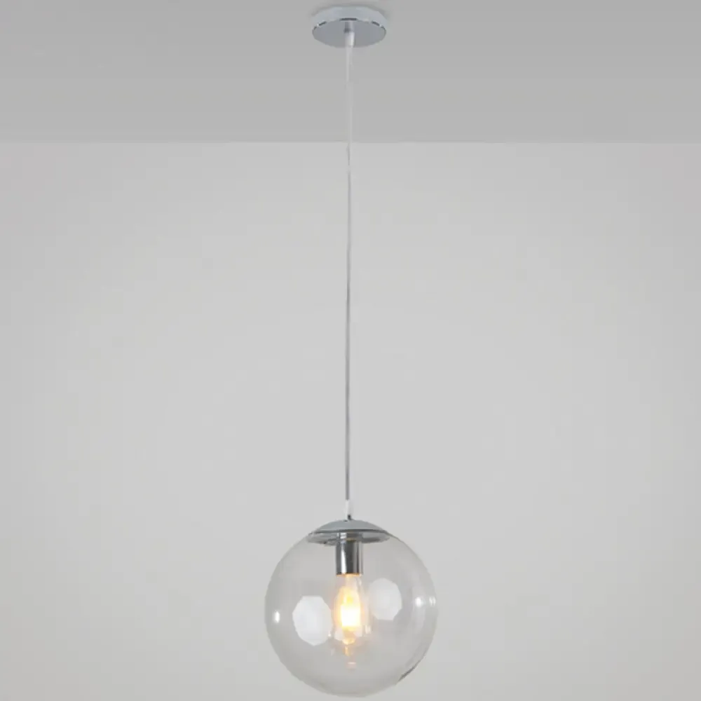 Minimalist Transparent Glass Ball Pendant Light with 39" Hanging Wire