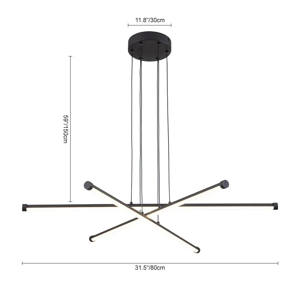 Modern Minimalist 3-Light LED Linear Chandelier
