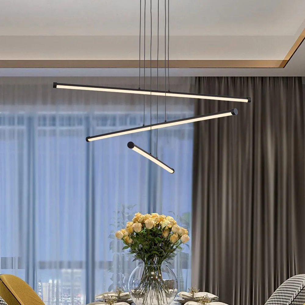 Modern Minimalist 3-Light LED Linear Chandelier