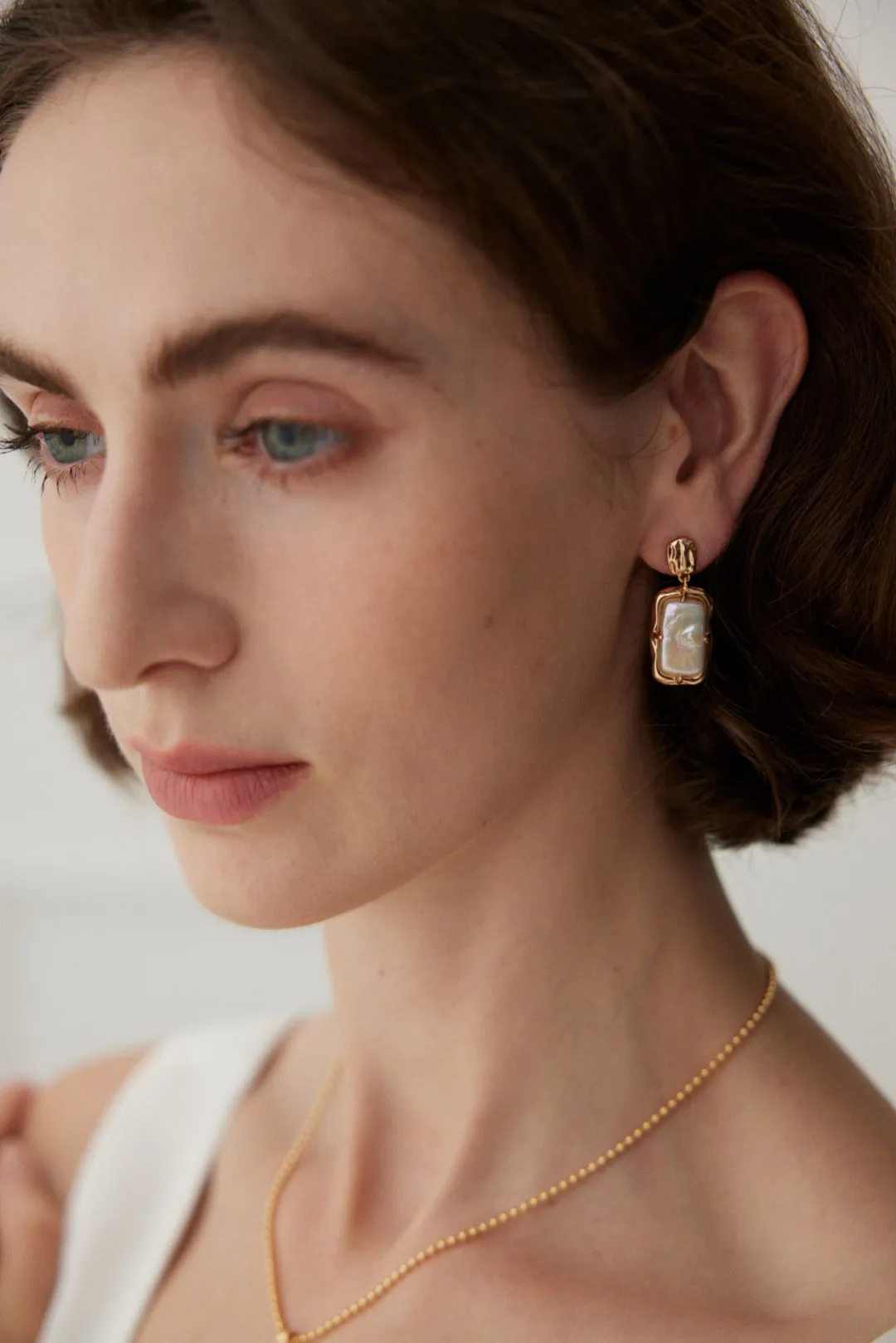 Natural Baroque Pearl Drop Earrings in Sterling Silver Gold Plated