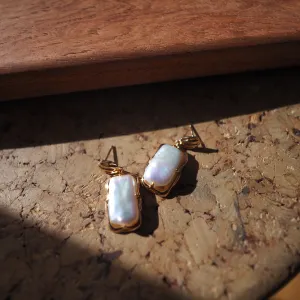 Natural Baroque Pearl Drop Earrings in Sterling Silver Gold Plated