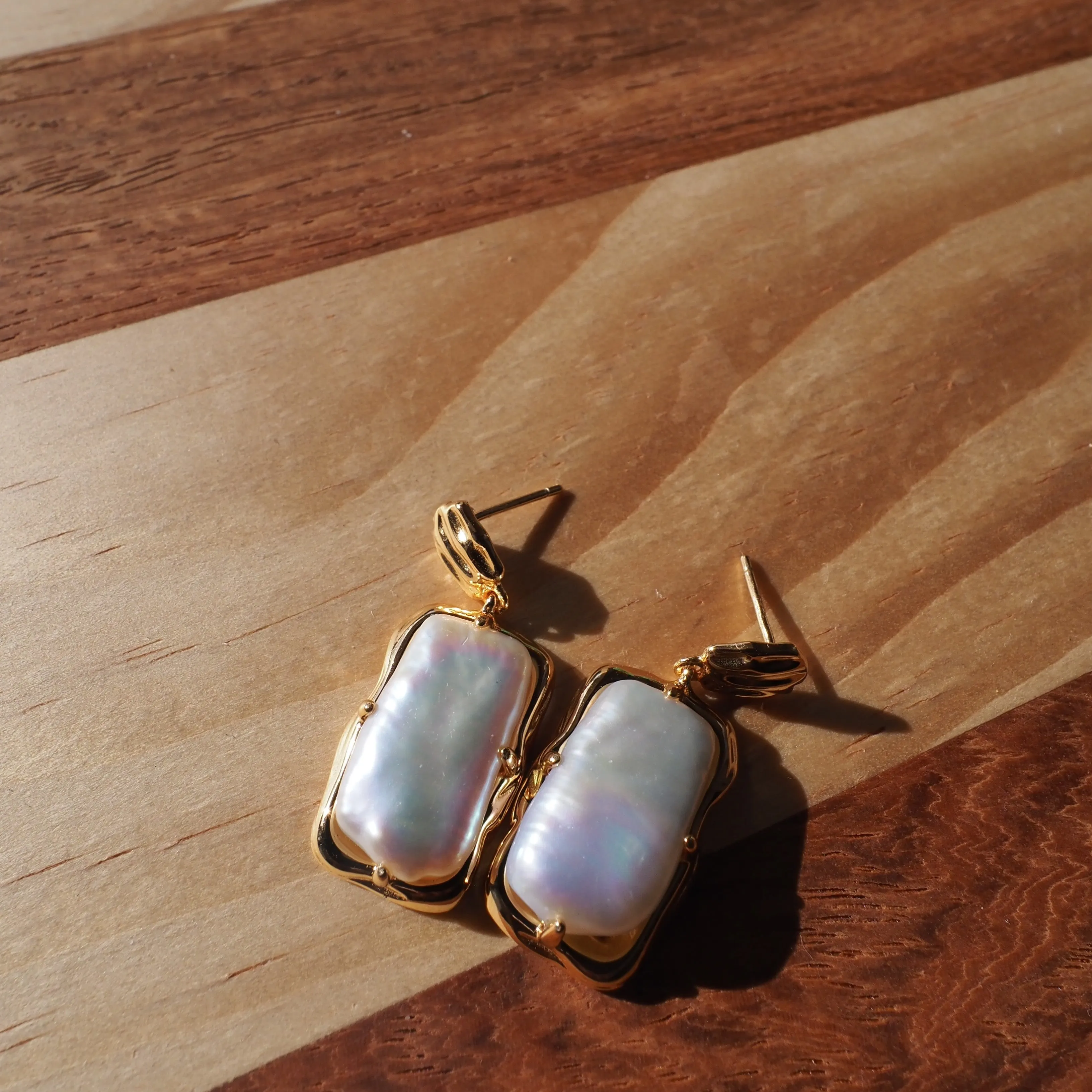 Natural Baroque Pearl Drop Earrings in Sterling Silver Gold Plated