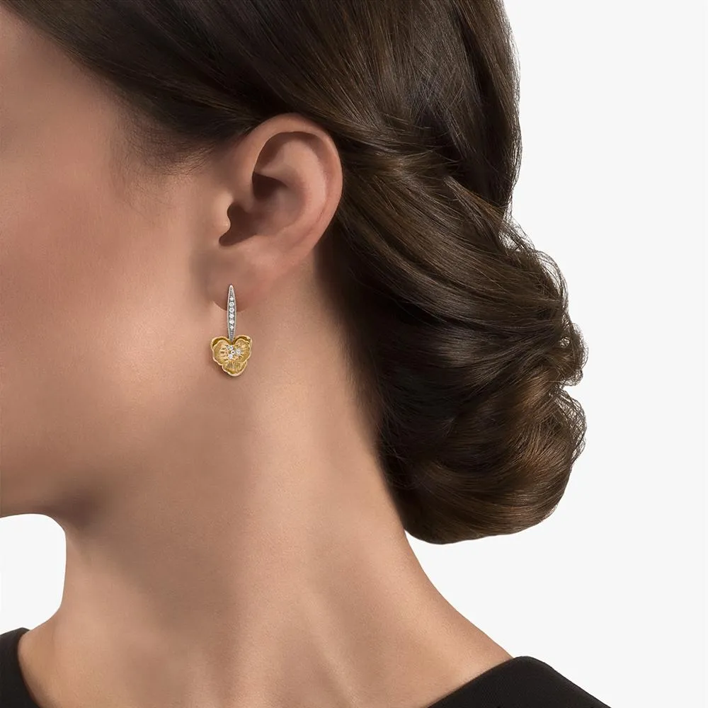 Orchid Earrings with Diamonds - Gold