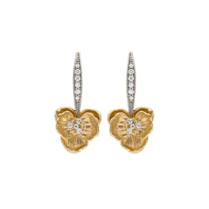 Orchid Earrings with Diamonds - Gold