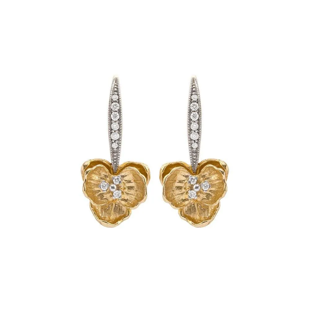 Orchid Earrings with Diamonds - Gold