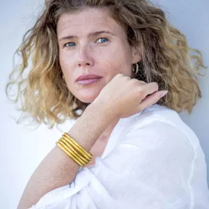 Original Gold Leaf Temple Bangle with Mantra | Classic Gold