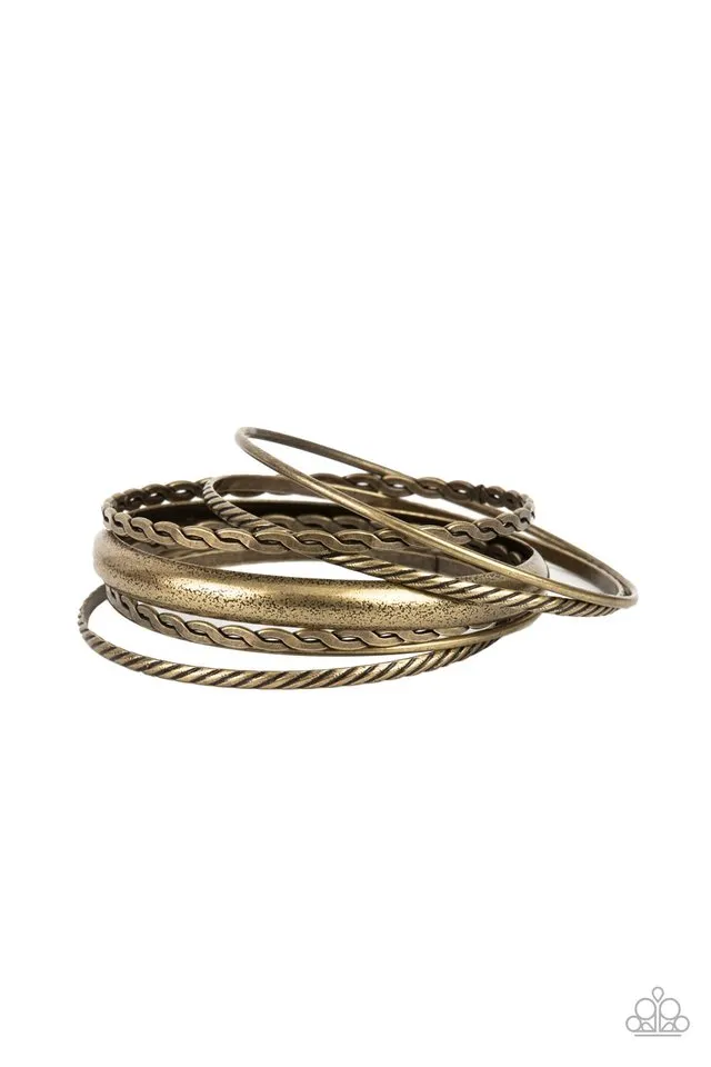 Paparazzi Bracelet ~ Trophy Texture - Brass