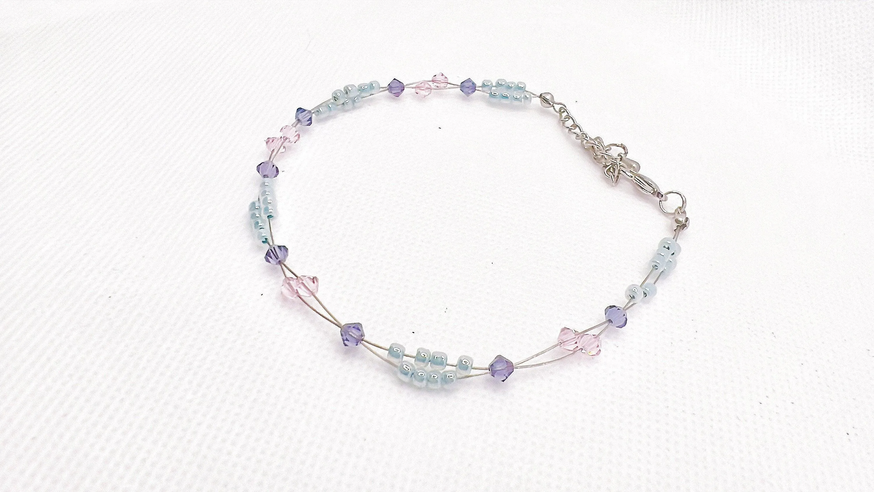 Pink Lavender Crystal Minimalist Anklet