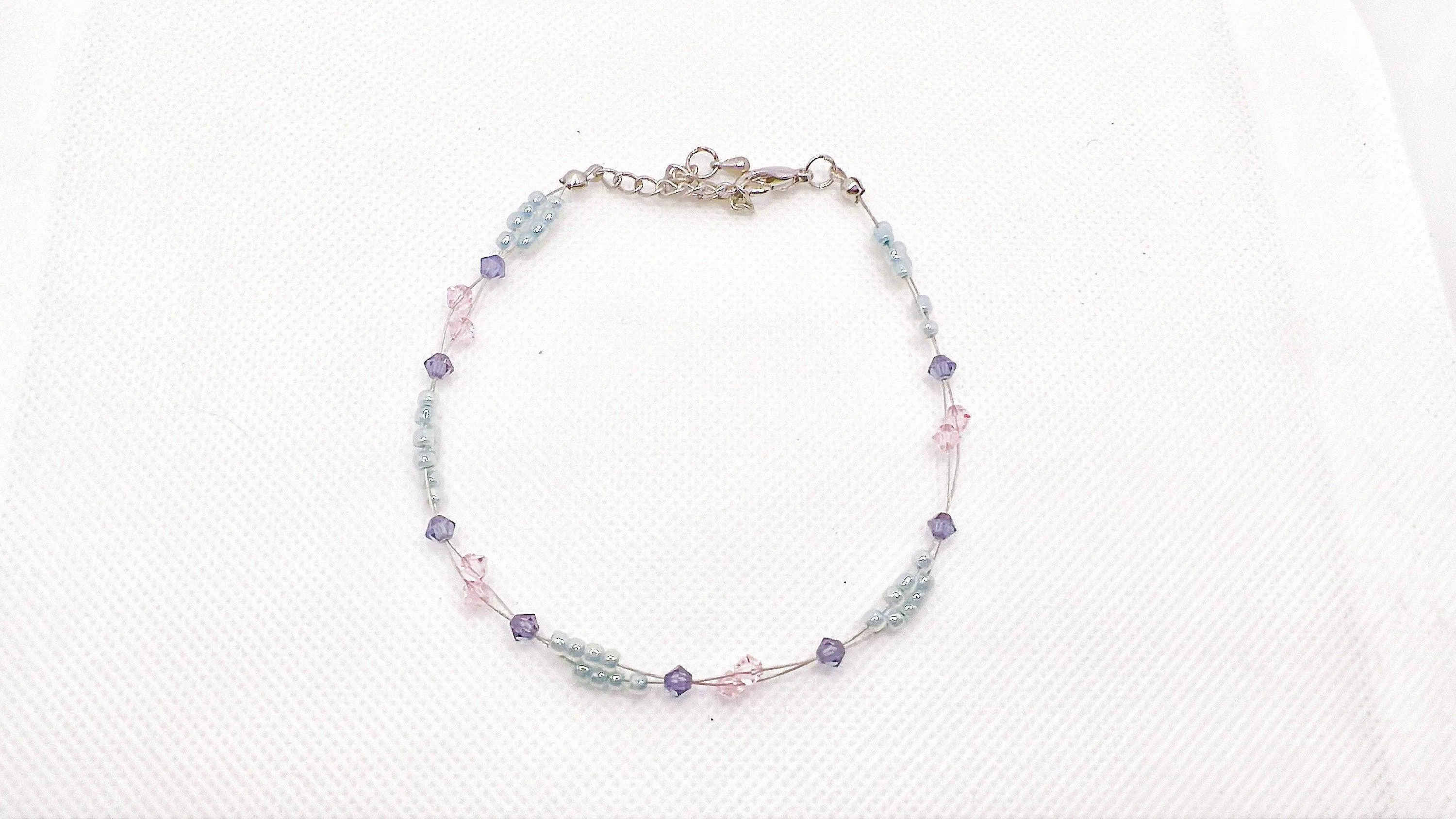 Pink Lavender Crystal Minimalist Anklet
