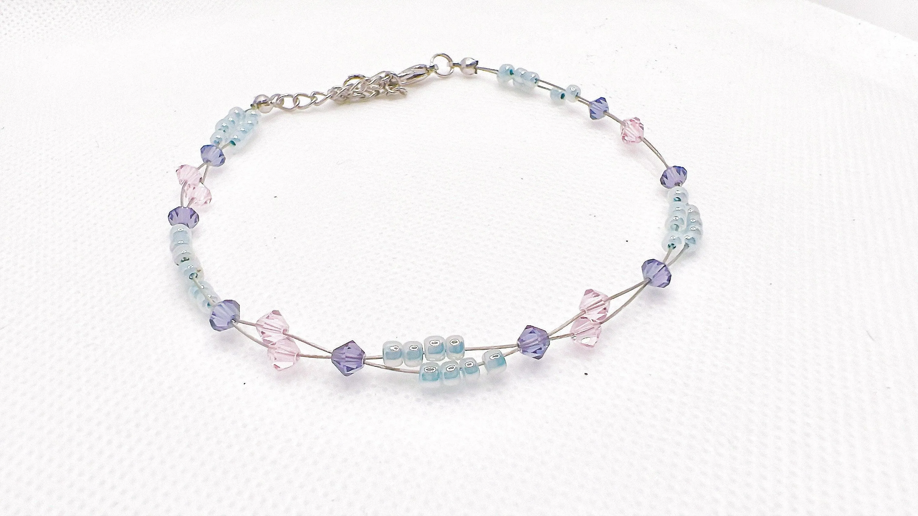 Pink Lavender Crystal Minimalist Anklet