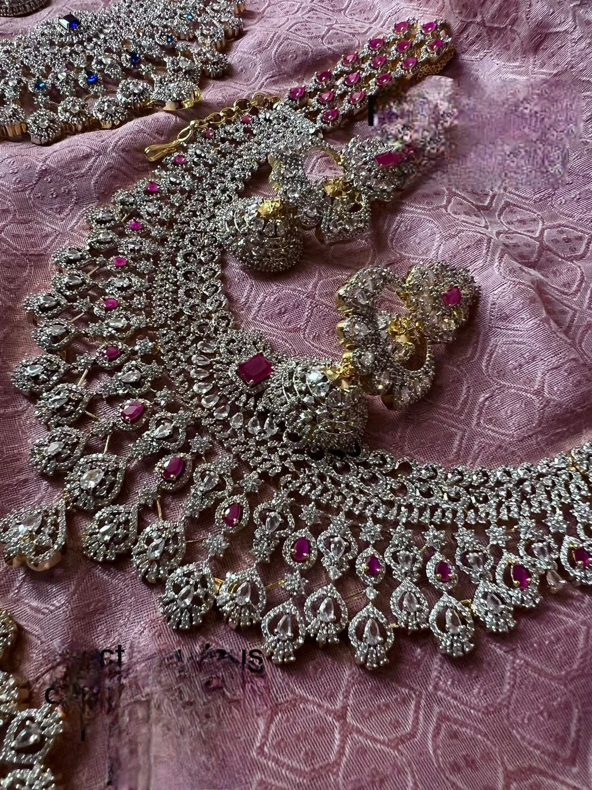 Premium Quality Full Bridal American Diamond Haram Set with Jhumka Earrings jewelry set , Bridal Necklace Set,  Statement Jewelry