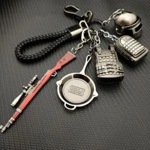 PUBG Copper Keychain Helmet And Guns