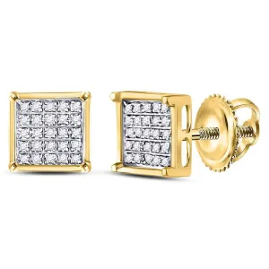 Radiant Brilliance: 14kt Yellow Gold Diamond Square Cluster Earrings