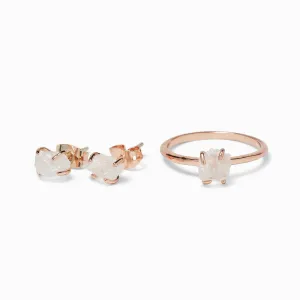 Raw Crystal Ring   Earring Set