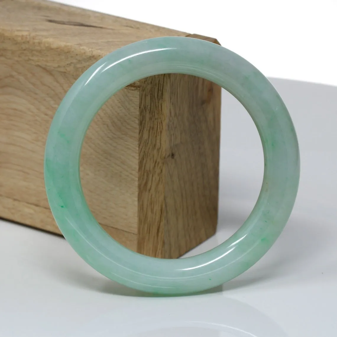 RealJade® Classic Bangle Genuine Burmese Green Jadeite Jade Bangle Bracelet ( 57.1 mm) #314