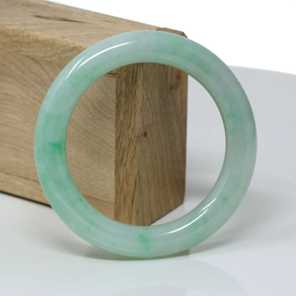 RealJade® Classic Bangle Genuine Burmese Green Jadeite Jade Bangle Bracelet ( 57.1 mm) #314