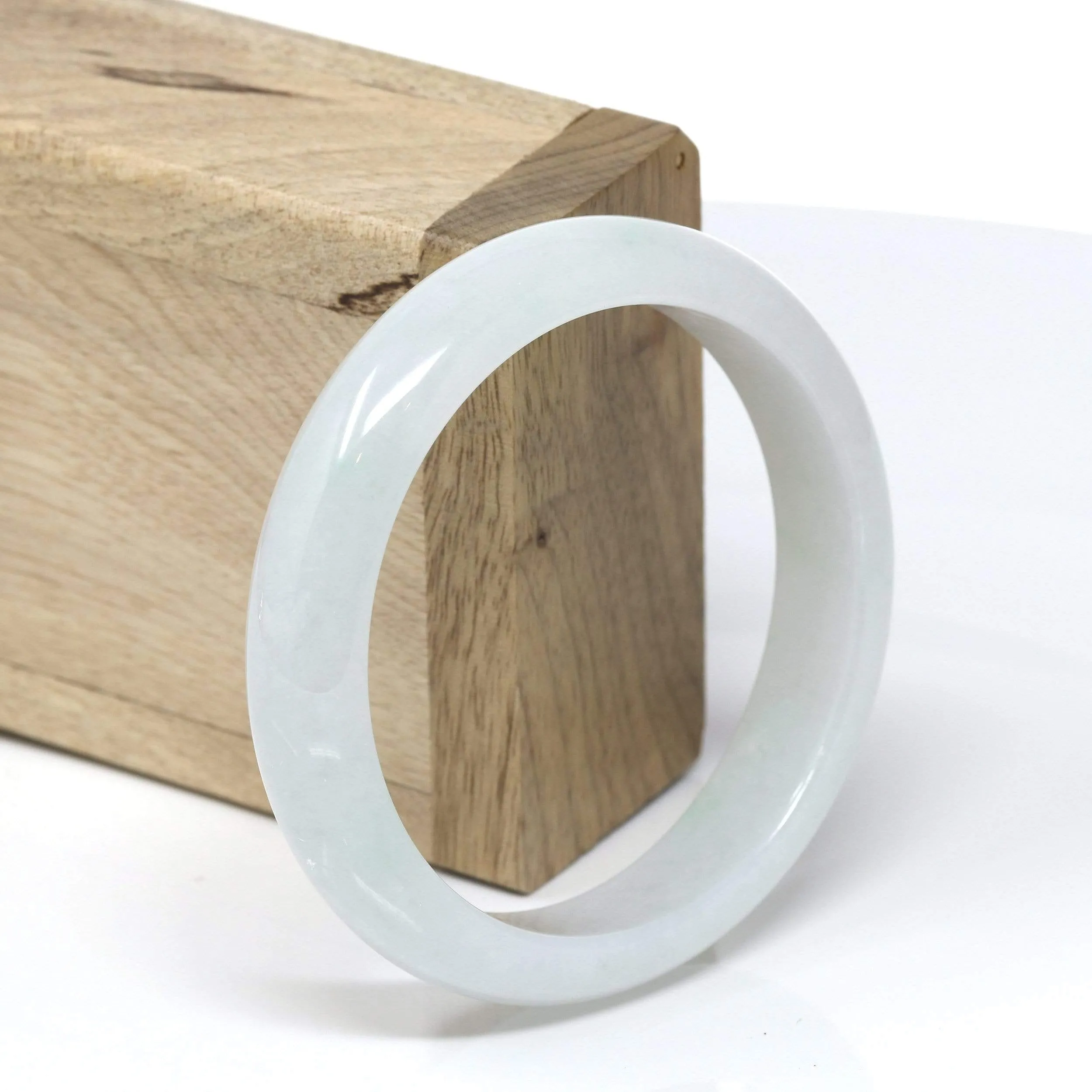 RealJade® "Classic Bangle" Genuine Burmese Jadeite Jade Bangle Bracelet (56.9 mm) #540