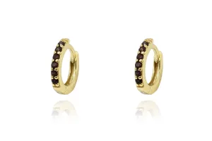 Reddy Gold Smokey Quartz CZ Sterling Silver Huggies