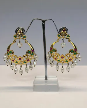 Resplendent White Round Pearl Chand Baalis - Real Pearl Earrings