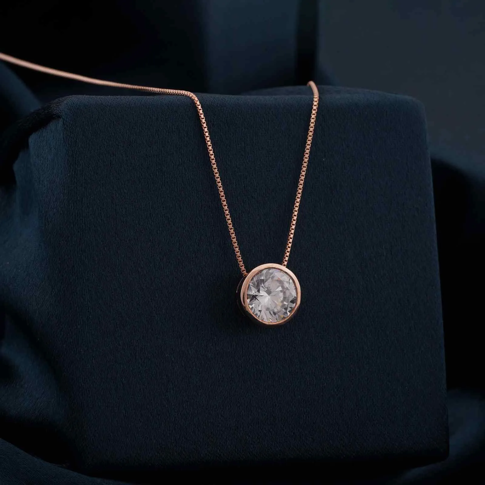 Rose Gold Classic Solitaire Bezel Pendant