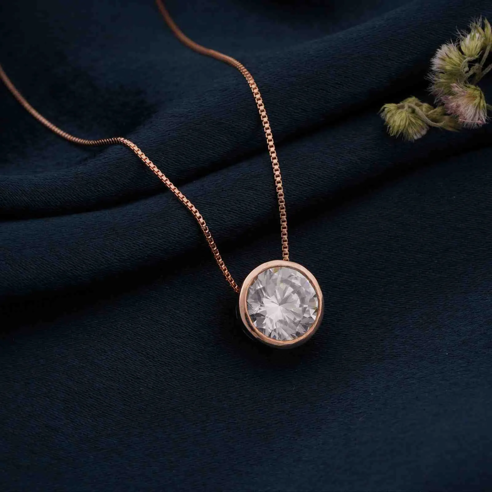 Rose Gold Classic Solitaire Bezel Pendant