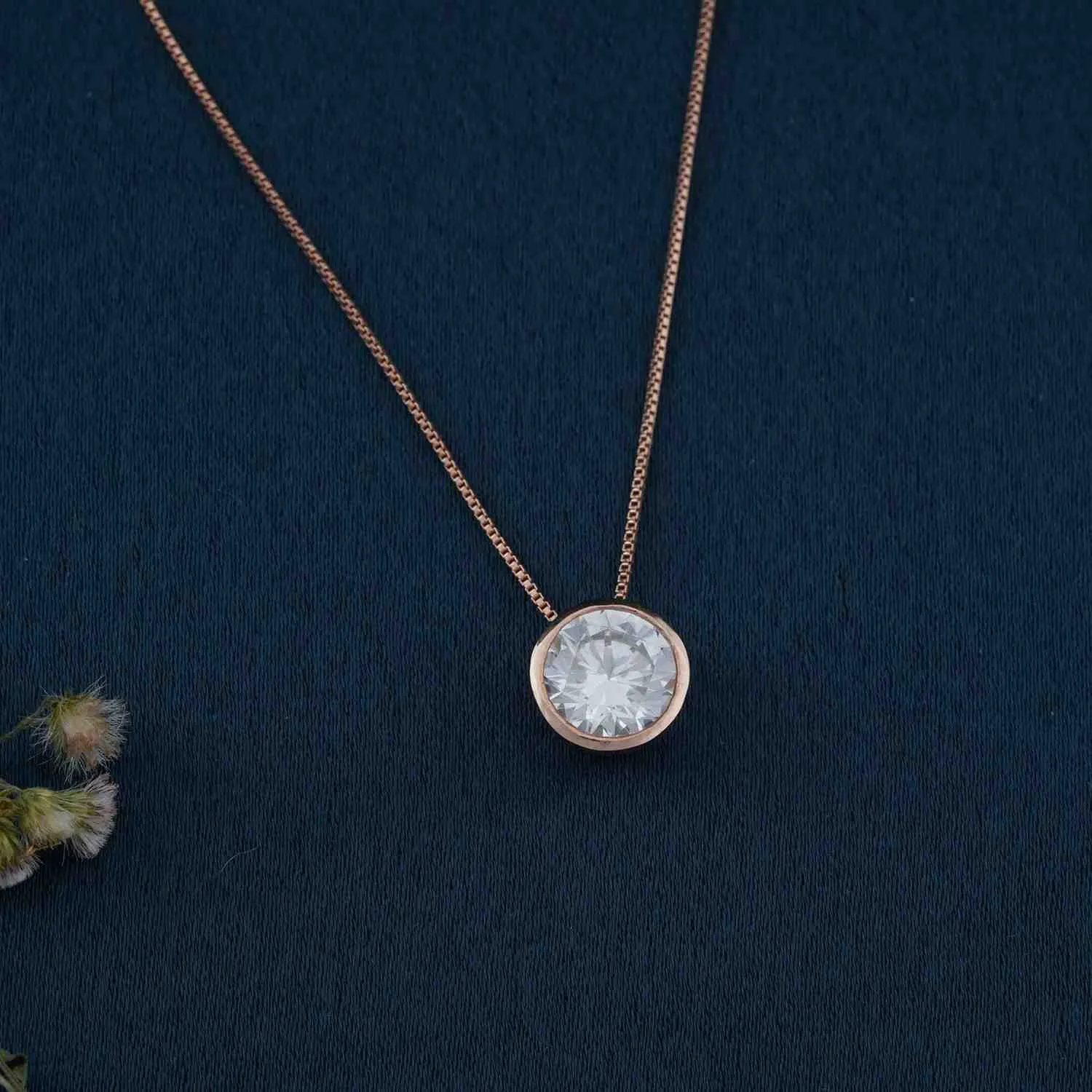 Rose Gold Classic Solitaire Bezel Pendant
