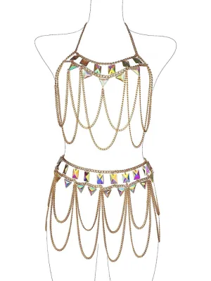 Sexy Halter Bling Rhinestone body  Chain