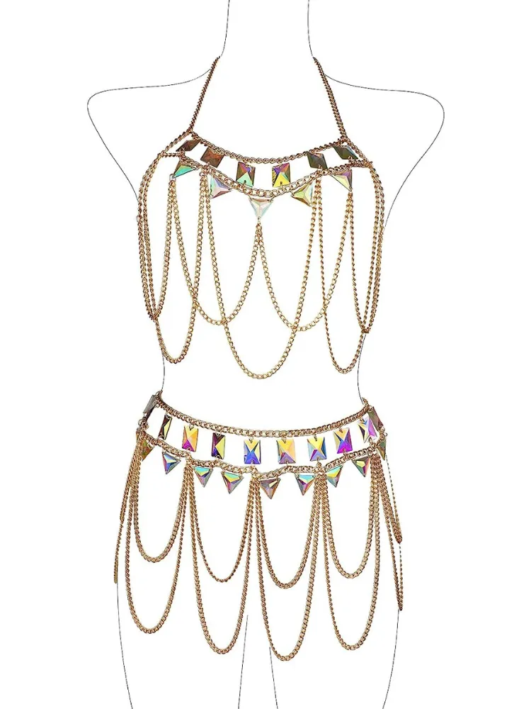 Sexy Halter Bling Rhinestone body  Chain