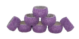 Shalinindia Handmade Beaded Napkin Rings Set With 8 Purple Glass Beaded Napkin Holders - 1.5 Inch in Size ATSS_9131_S8