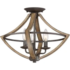 Shire - 3 lgt semi flush rustic black - SHR1716RK