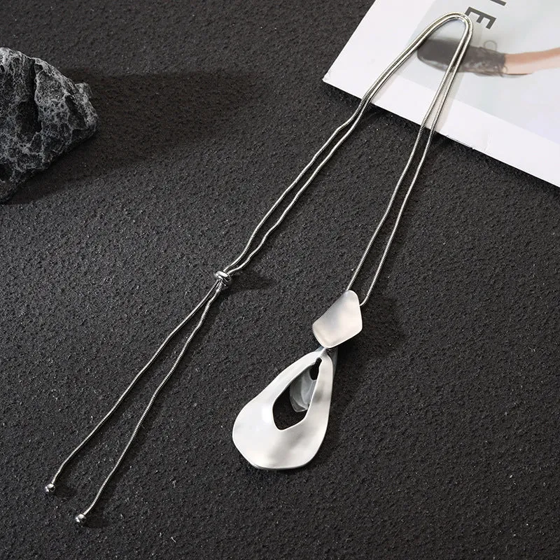 Silver Long Chains Necklace Fashion Accessories Pendants Jewelry