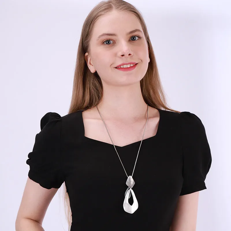 Silver Long Chains Necklace Fashion Accessories Pendants Jewelry