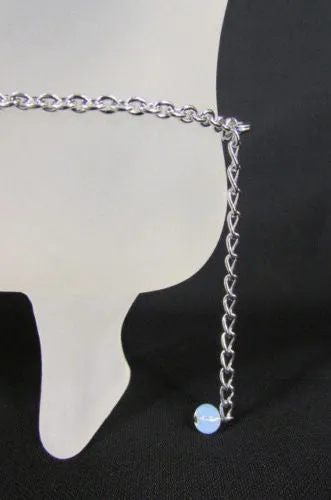 Silver Metal Boot Chains Bracelet Anklet Foot KISS Pendant Charm Chunky Rhinestones