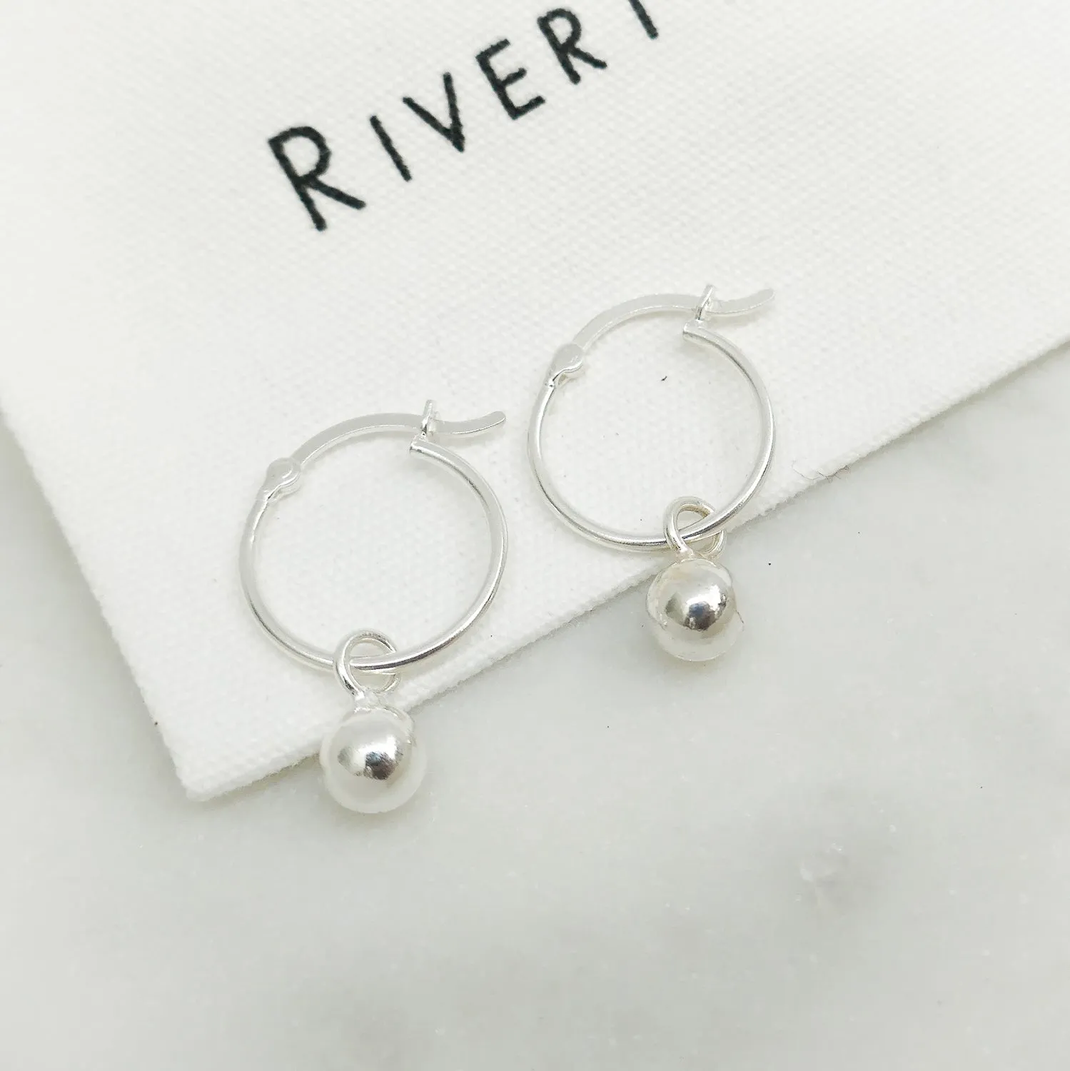 Silver Sphere Hoop Earrings