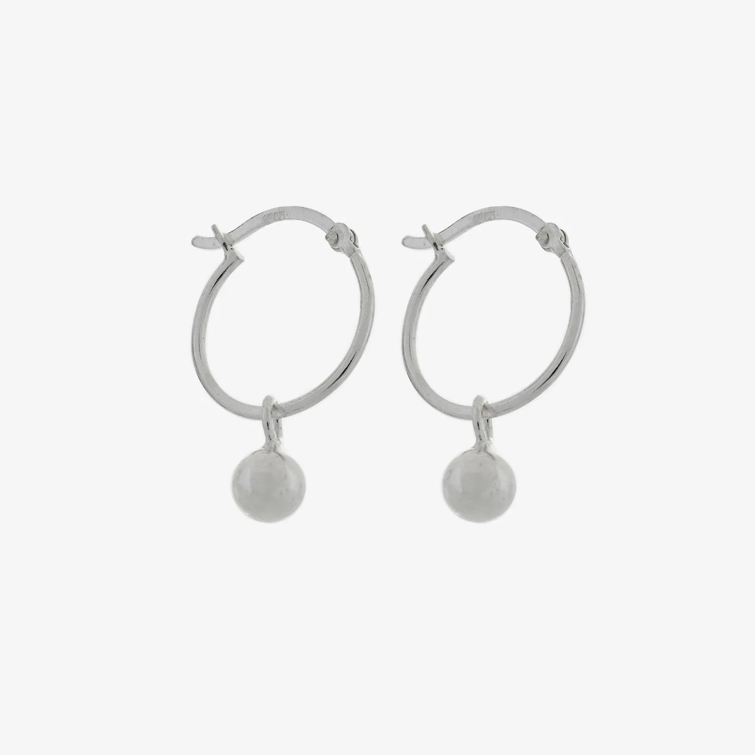 Silver Sphere Hoop Earrings