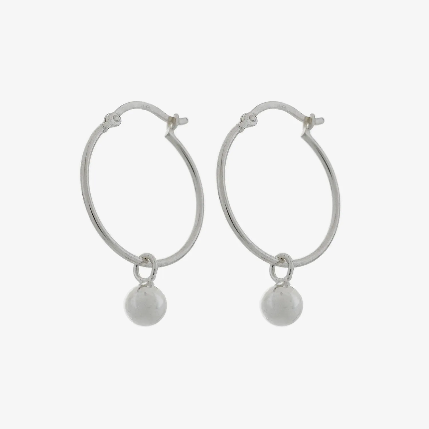 Silver Sphere Hoop Earrings
