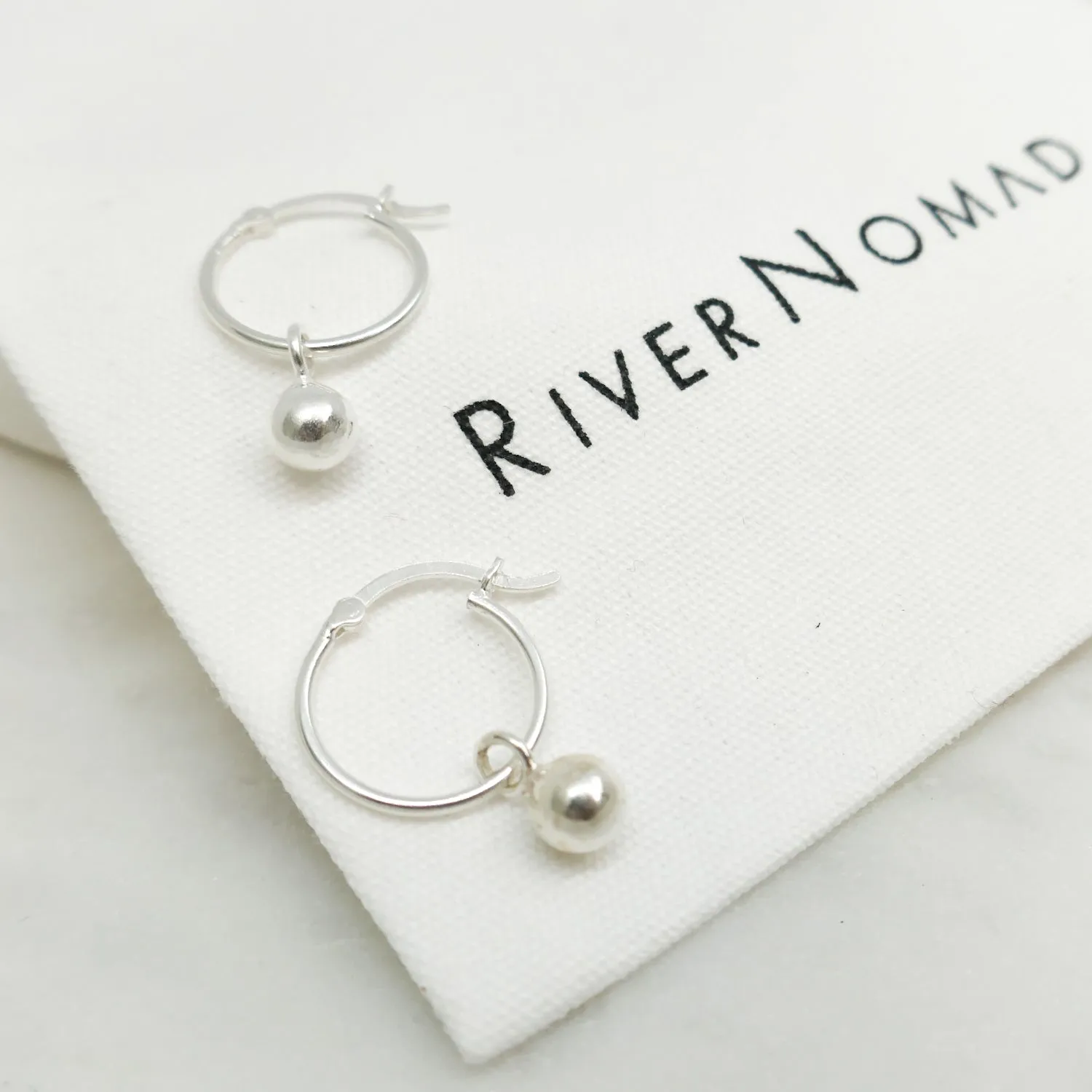 Silver Sphere Hoop Earrings