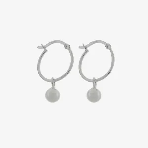 Silver Sphere Hoop Earrings