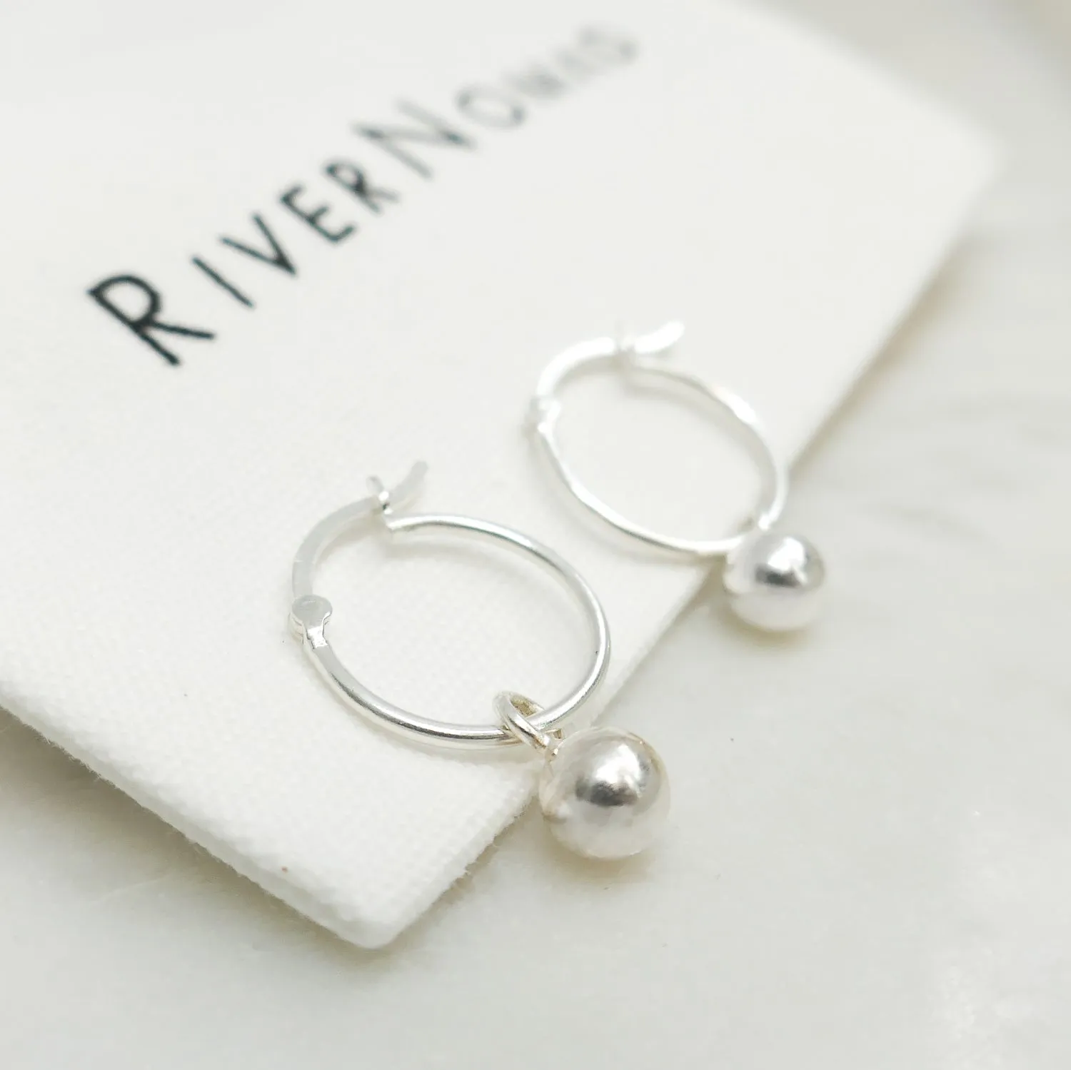 Silver Sphere Hoop Earrings