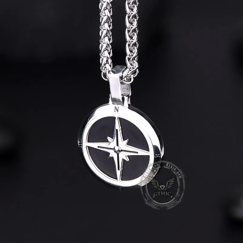 Simple Compass Design Stainless Steel Pendant
