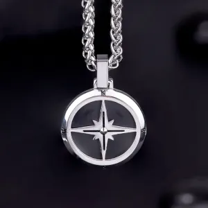 Simple Compass Design Stainless Steel Pendant