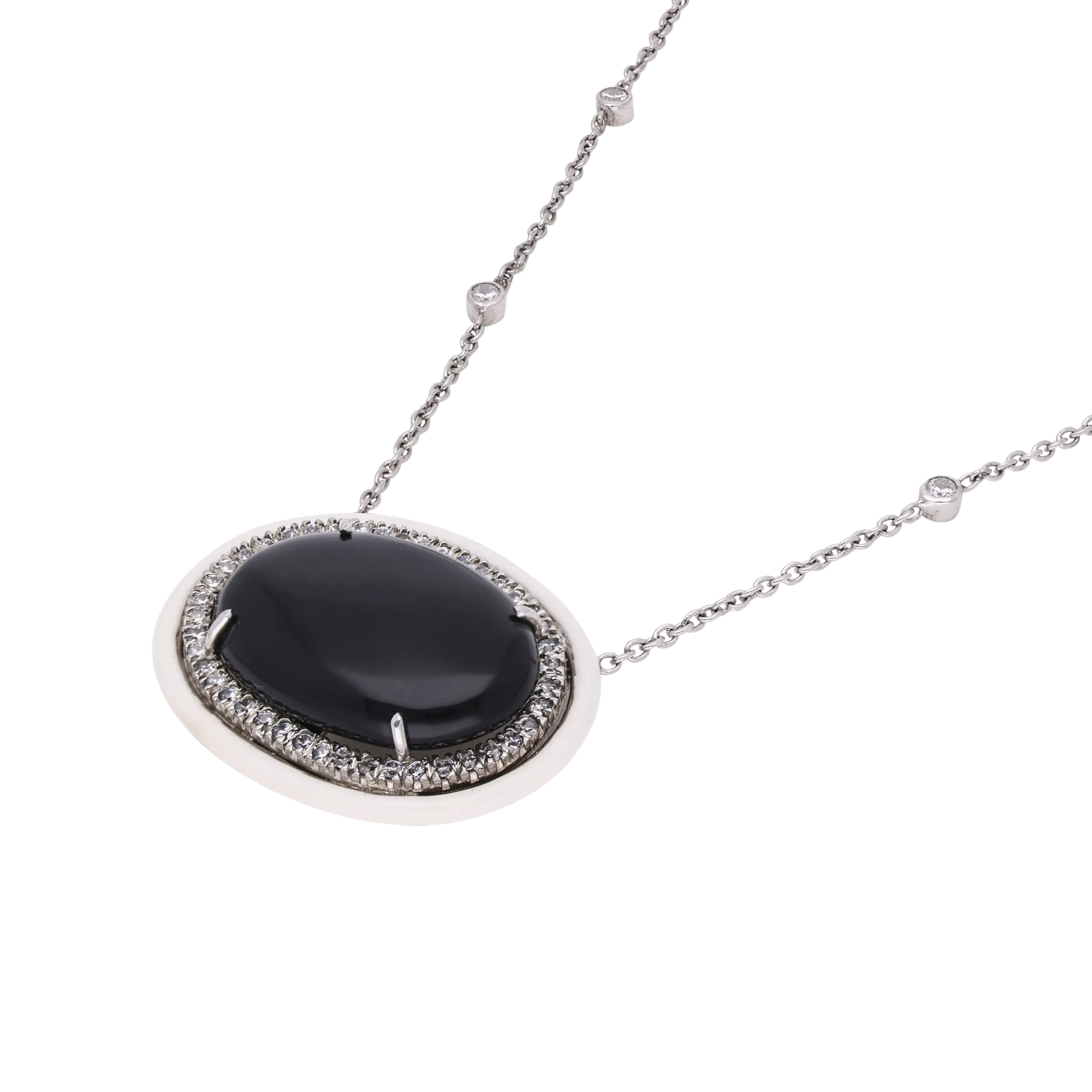 Sleek Sterling Silver Chain Pendant with Black Onyx Stone | SKU : 0020334314