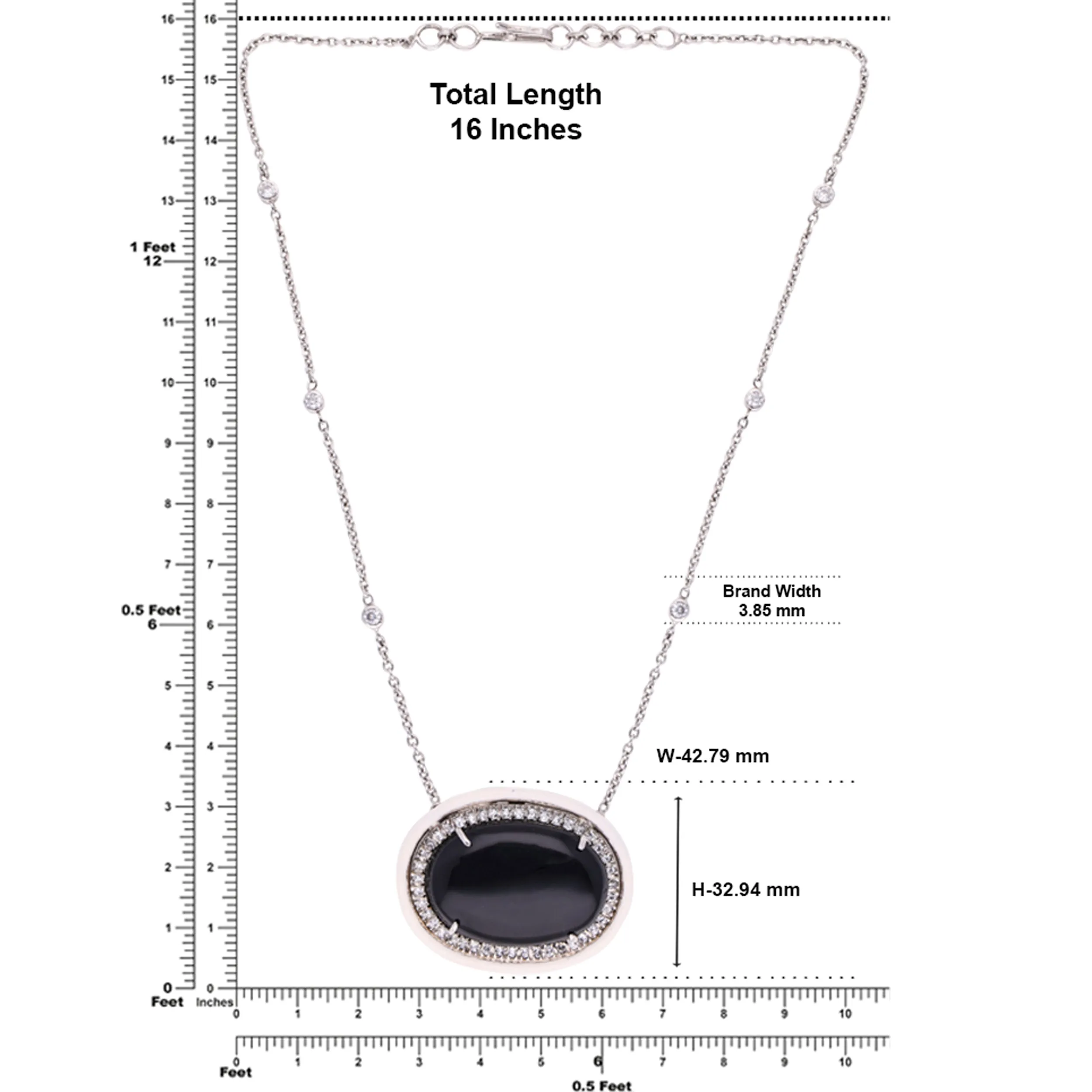 Sleek Sterling Silver Chain Pendant with Black Onyx Stone | SKU : 0020334314