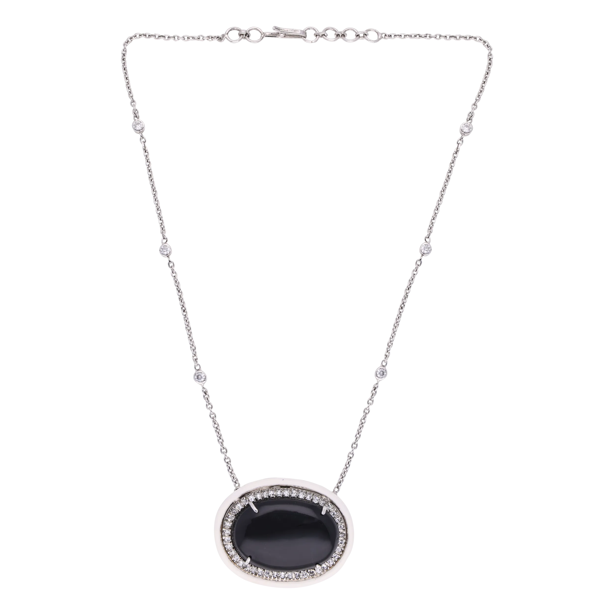 Sleek Sterling Silver Chain Pendant with Black Onyx Stone | SKU : 0020334314