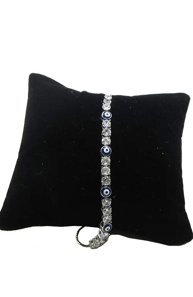 Sliding CZ EE Bracelet Silver