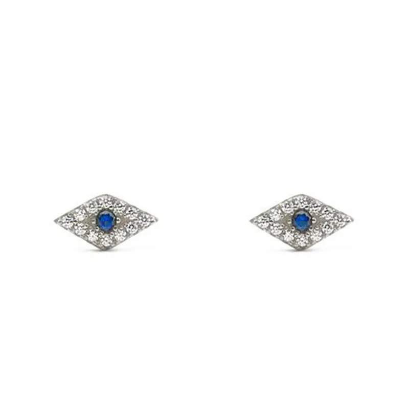 Small Eyes Sterling Silver Earrings  plated in Rhodium