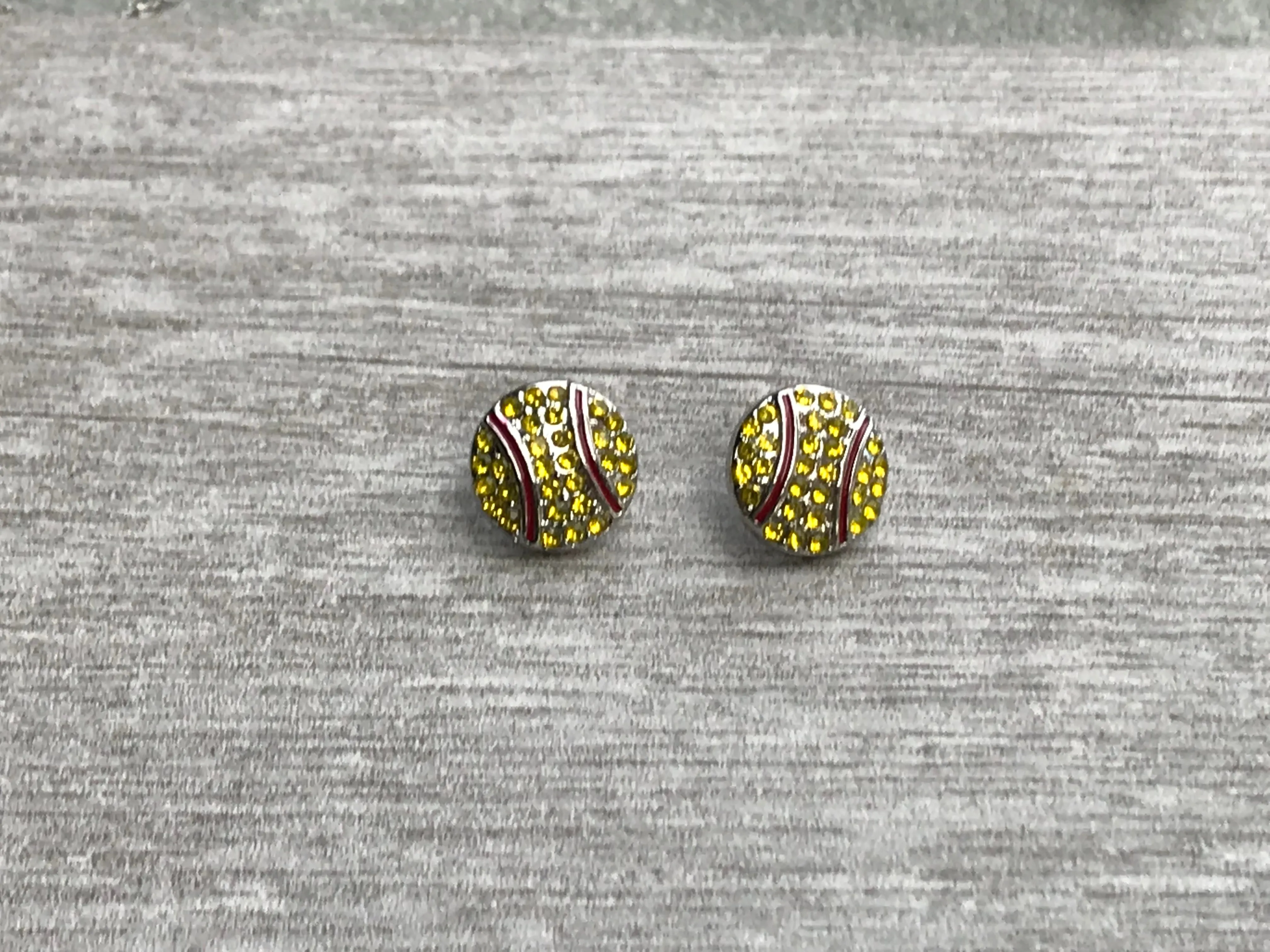 Softball Rhinestone Earrings
