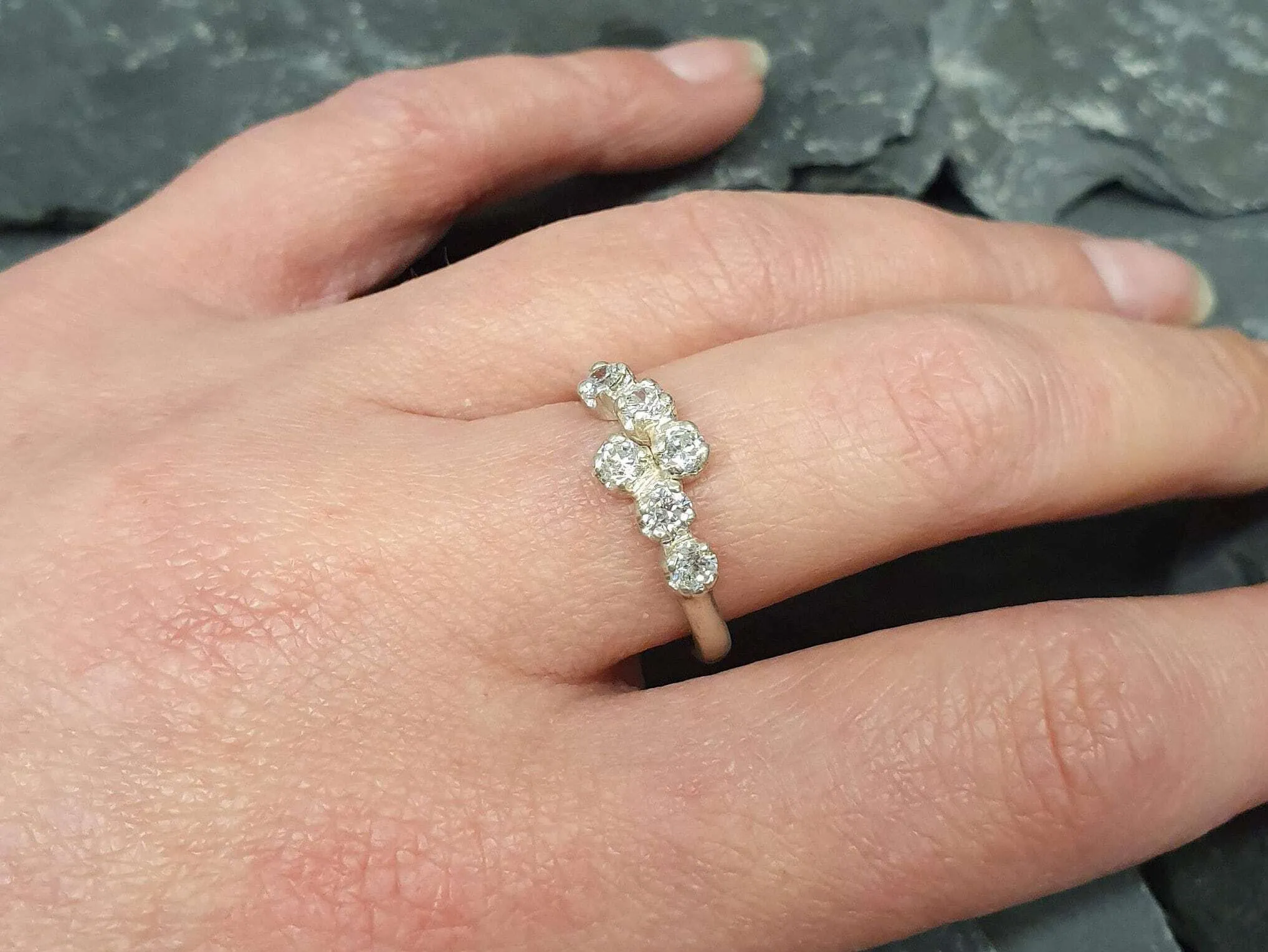 Sparkly Diamond Ring - Brilliant Bypass Ring - Clear Vintage Ring