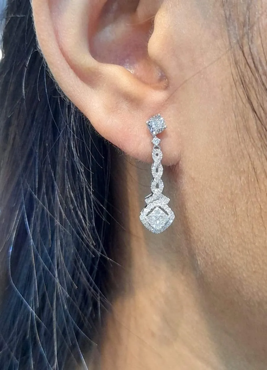 Spiral Dangling Diamond Earrings 14kt